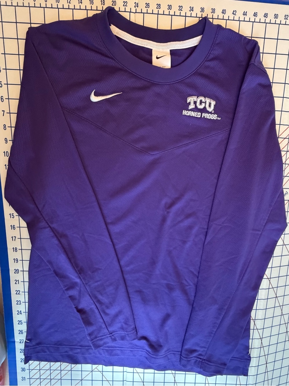 Nike Purple Dri-FIT Athletic Crew Neck Top with White Swoosh TCU NCAA